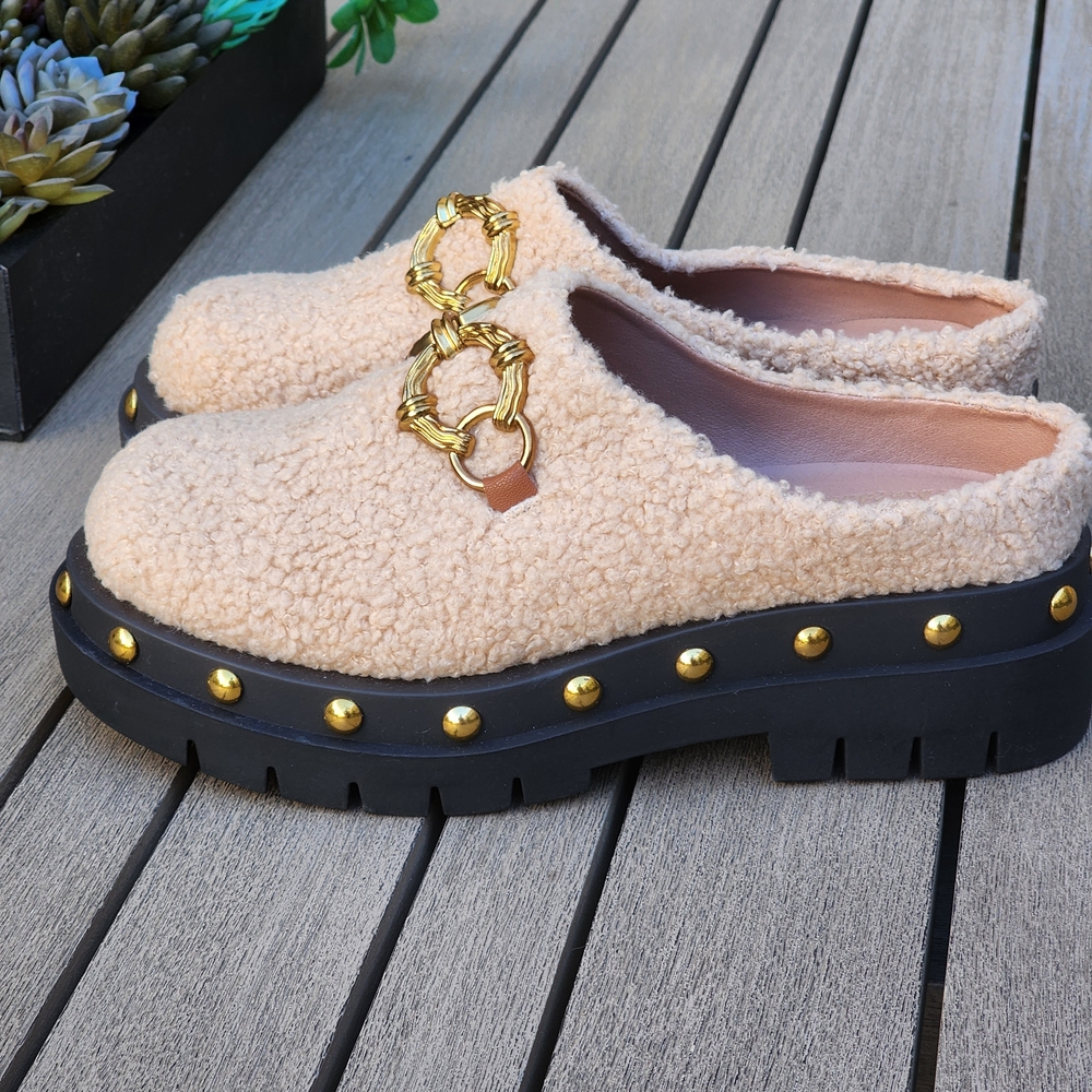 Circus By Sam Edelman Women's Annie Shearling Studded Lug Sole Clogs Size 7.5 - Picture 6 of 8